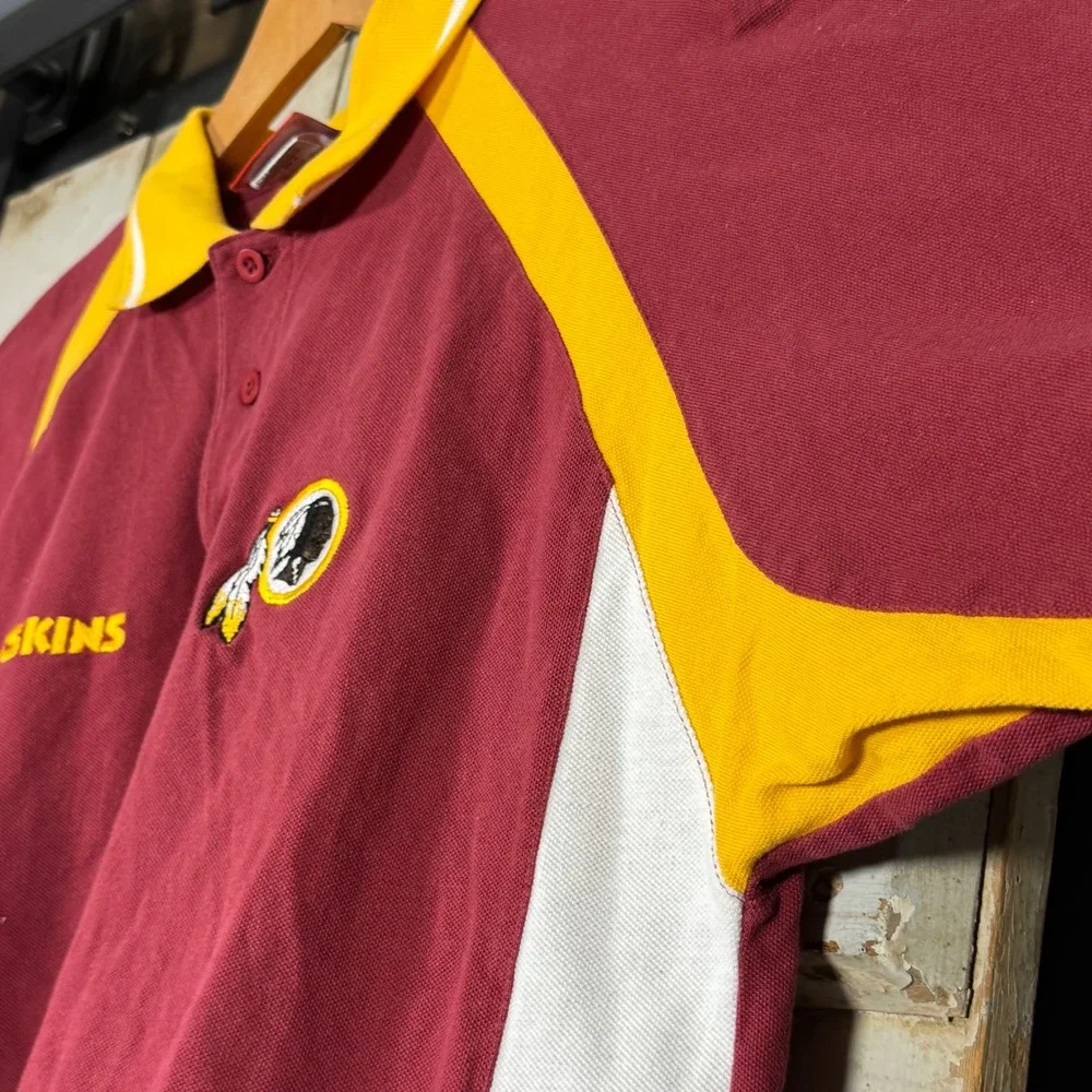 Vintage NFL Washington Redskins Polo Shirt Mens Medium Burgundy Gold Imagewear